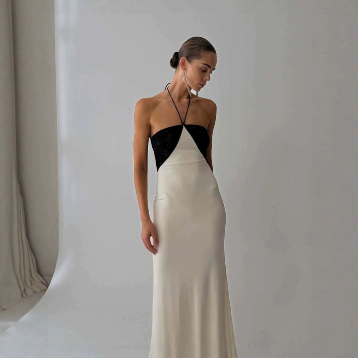 Ladies Elegant Evening Dress with Shimmering Top and Slim Fit StylebySassy
