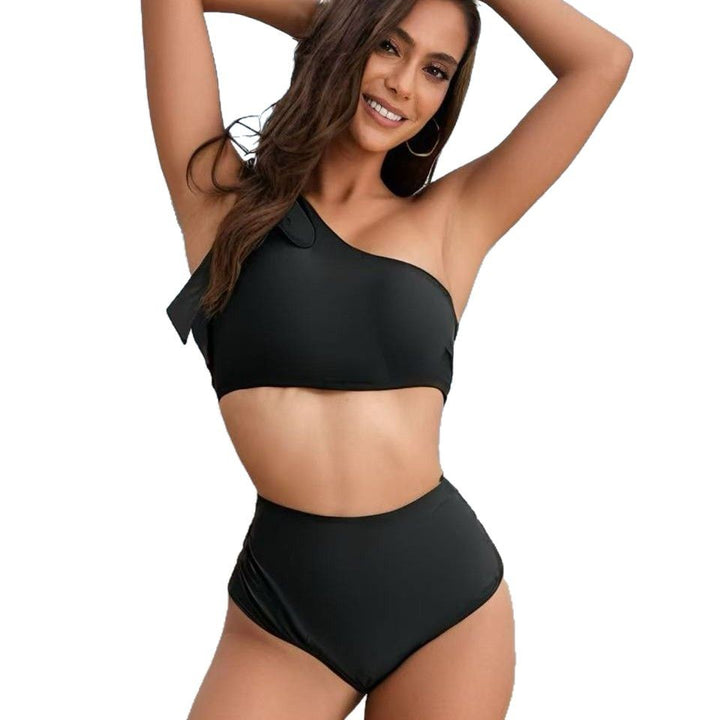 Women's High-Waisted Bikini Set with Asymmetrical Top StylebySassy