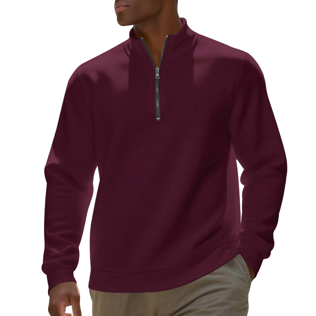 Men's half-zip sweatshirt made of cotton blend with stand-up collar, soft lining and ribbed cuffs StylebySassy