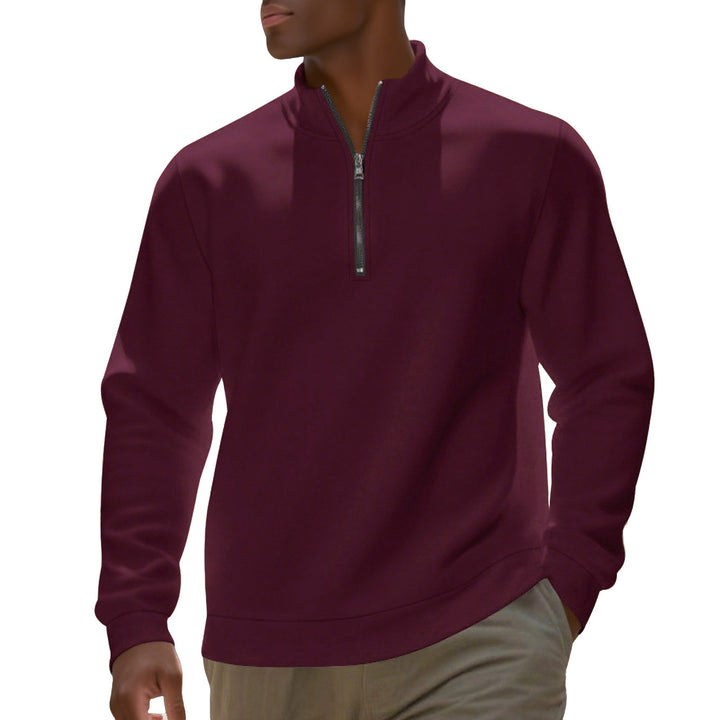 Men's half-zip sweatshirt made of cotton blend with stand-up collar, soft lining and ribbed cuffs StylebySassy