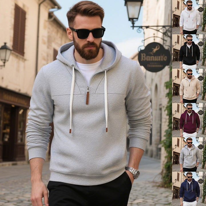 Men's soft fleece hoodie with half zip and adjustable hood StylebySassy