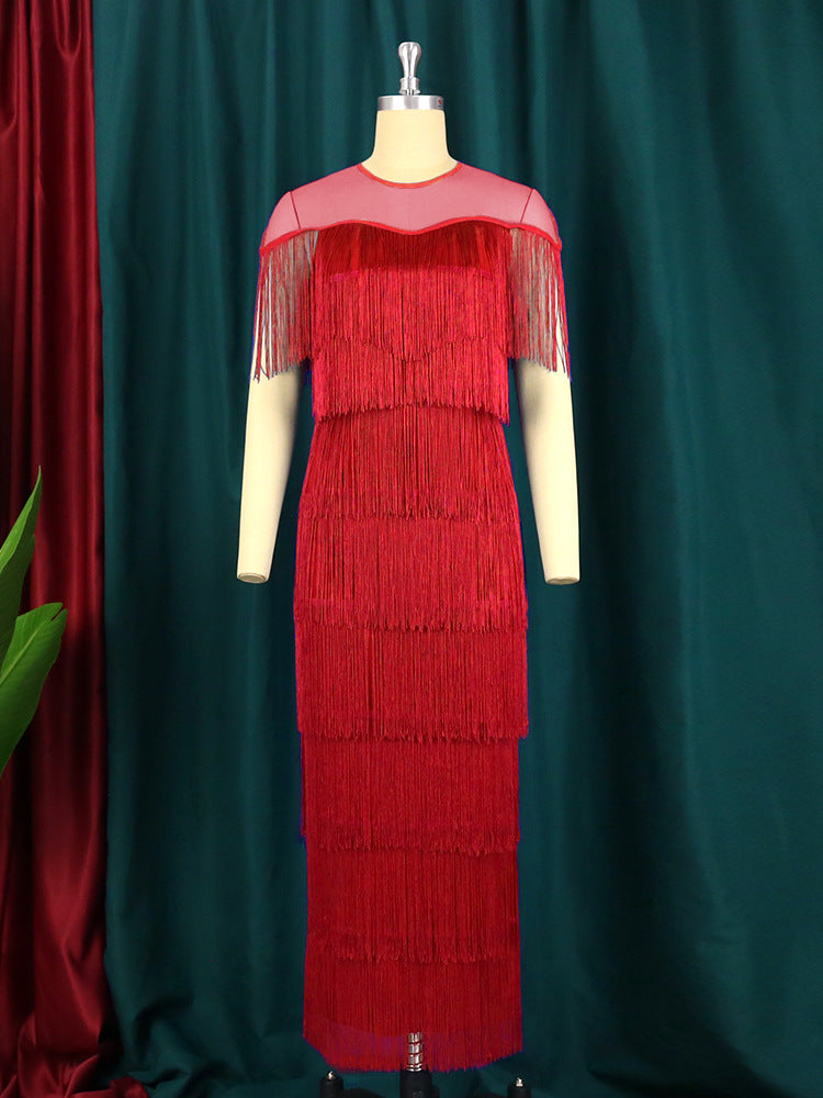 Women's Maxi Dress with Fringes StylebySassy