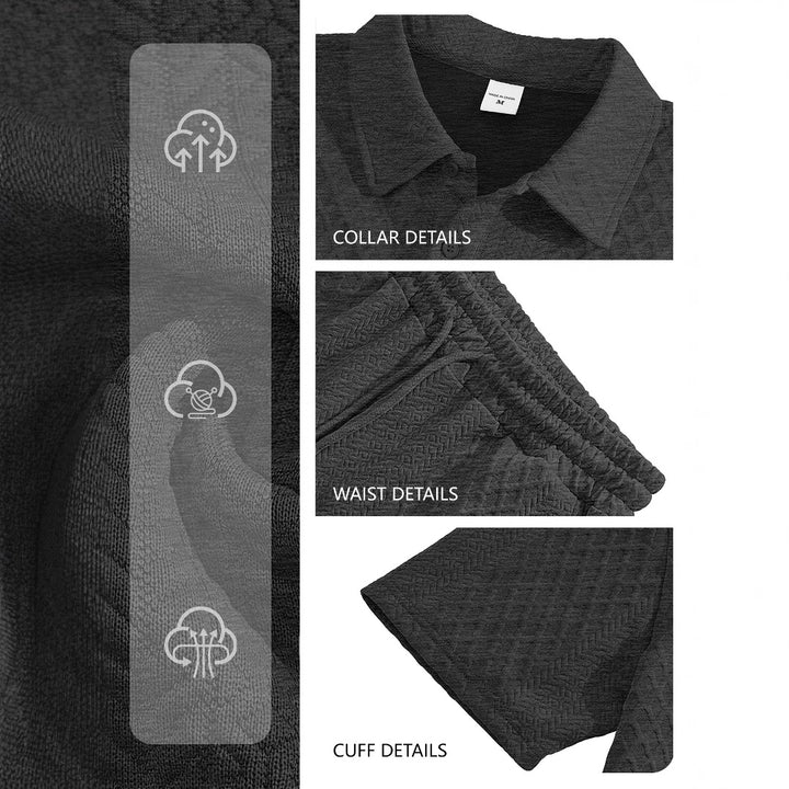 Men's structured polo shirt and bermuda shorts set made of quilted cotton blend StylebySassy