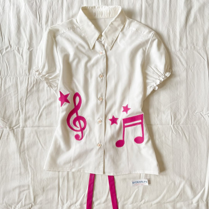 Ladies Musical Short Sleeve Shirt StylebySassy