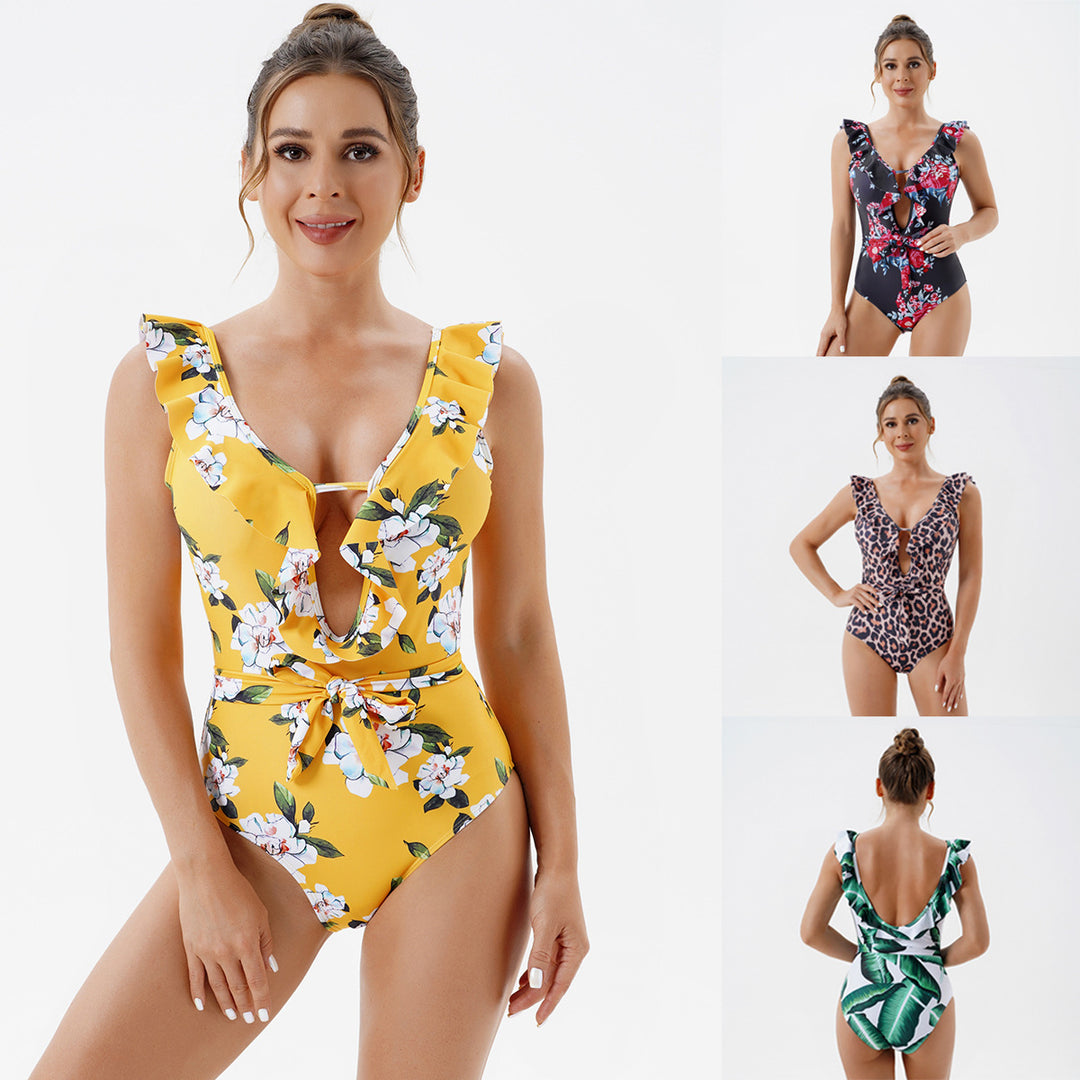 Women One-Piece Swimsuit with Playful Ruffle Design StylebySassy