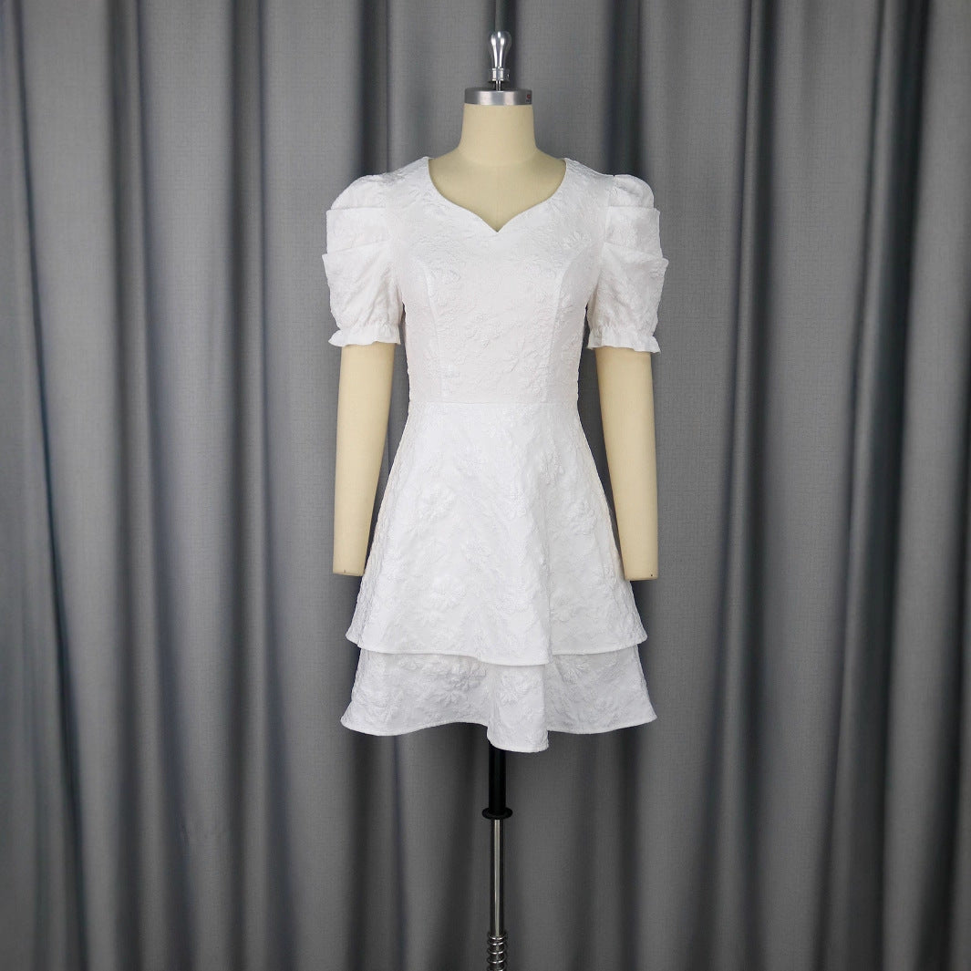 Women's romantic short sleeve dress with tiered skirt StylebySassy