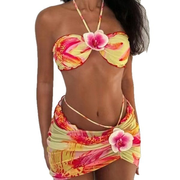 Women's bandeau bikini with decorated skirt StylebySassy