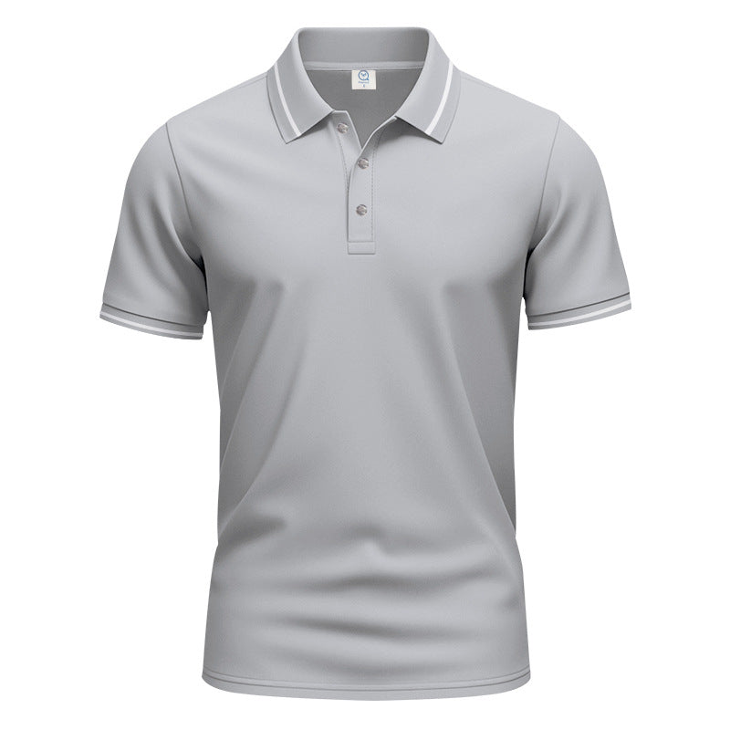 Men's breathable interlock polo shirt with contrast tipping, short button placket and slim silhouette StylebySassy