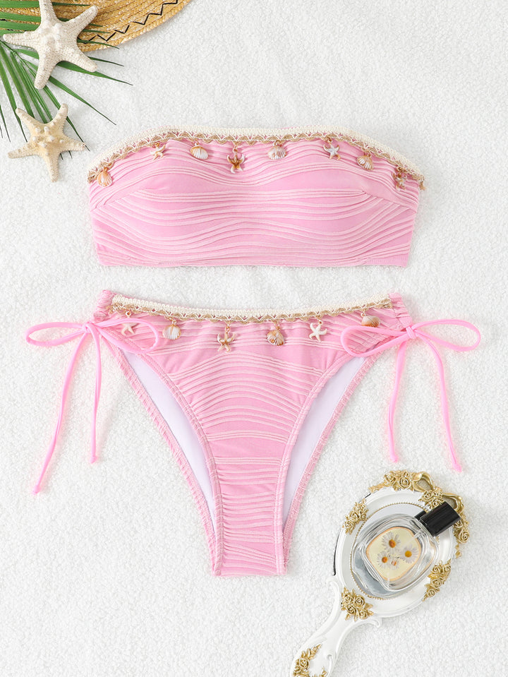 Women's bandeau bikini with intricate shell details StylebySassy