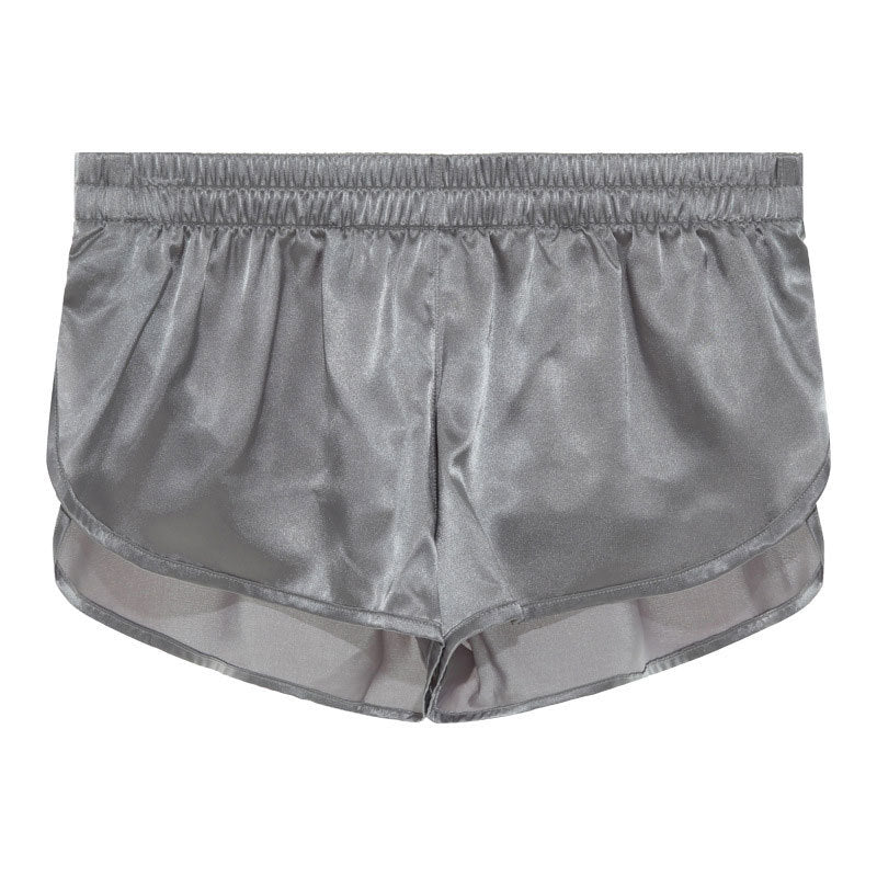 Men's short satin sleep shorts with elastic waistband and side slit StylebySassy