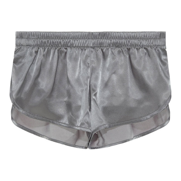 Men's short satin sleep shorts with elastic waistband and side slit StylebySassy