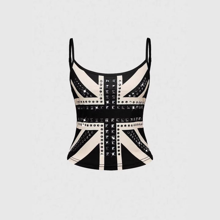 Women's tank top with stylish Union Jack design and studs StylebySassy