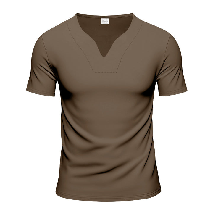 Men's V-neck sports shirt with ergonomic design seams and elastic jersey StylebySassy