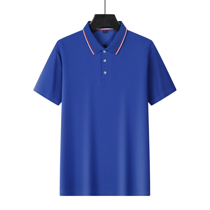 Men's breathable piqué polo with contrast stripes on the collar StylebySassy