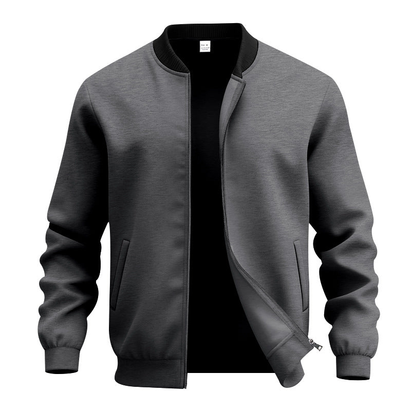 Men's lightweight bomber-style blouson with partially concealed zipper, ribbed cuffs, and side pockets StylebySassy
