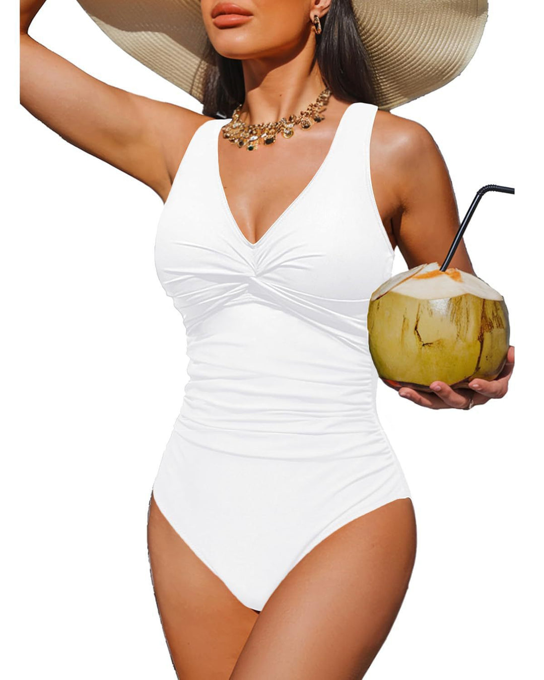 Ladies Elegant One-Piece Swimsuit with Fashionable Twist StylebySassy