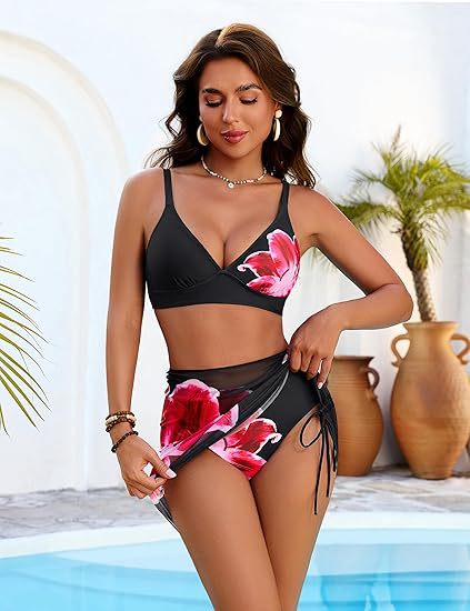 Women High-Cut Bikini with Wrap Skirt StylebySassy
