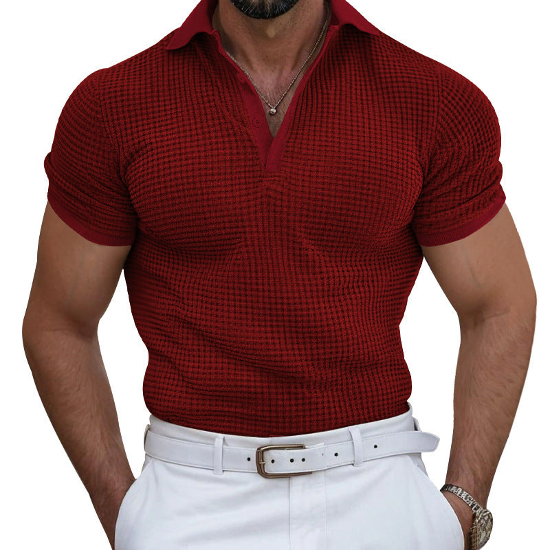 Men's structured piqué polo shirt made of cotton blend with reinforced polo collar StylebySassy