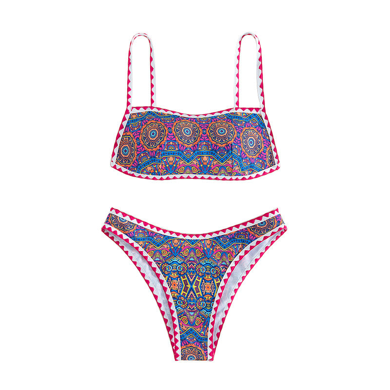 Women's bandeau bikini with trendy ethnic pattern StylebySassy