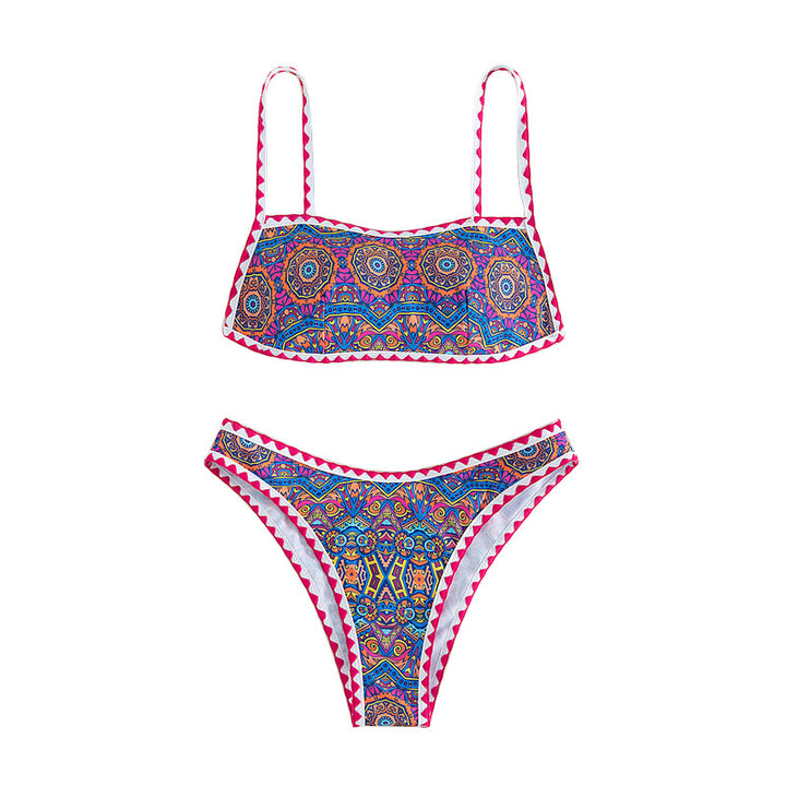 Women's bandeau bikini with trendy ethnic pattern StylebySassy