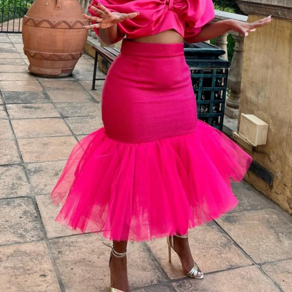 Women Elegant Tulle Skirt with Voluminous Hem StylebySassy
