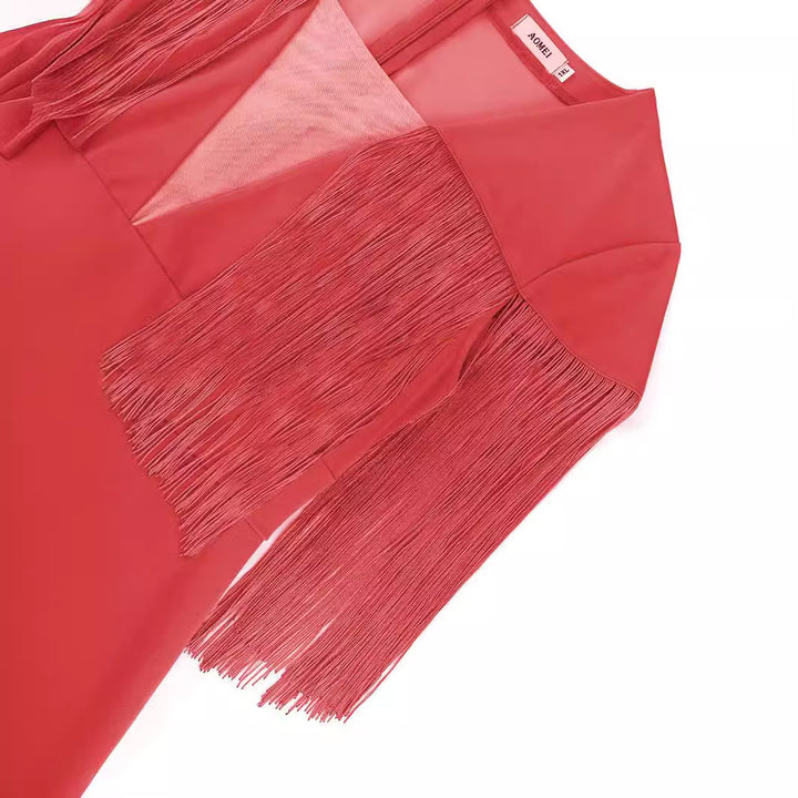 Women's Figure-Hugging Dress with Fringe Detail StylebySassy
