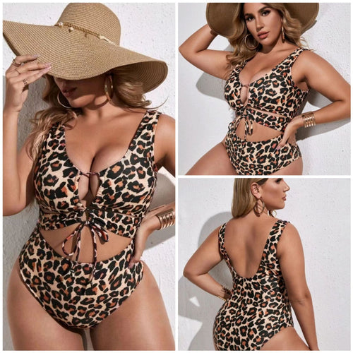 Women's patterned one-piece swimsuit with cut-out design StylebySassy