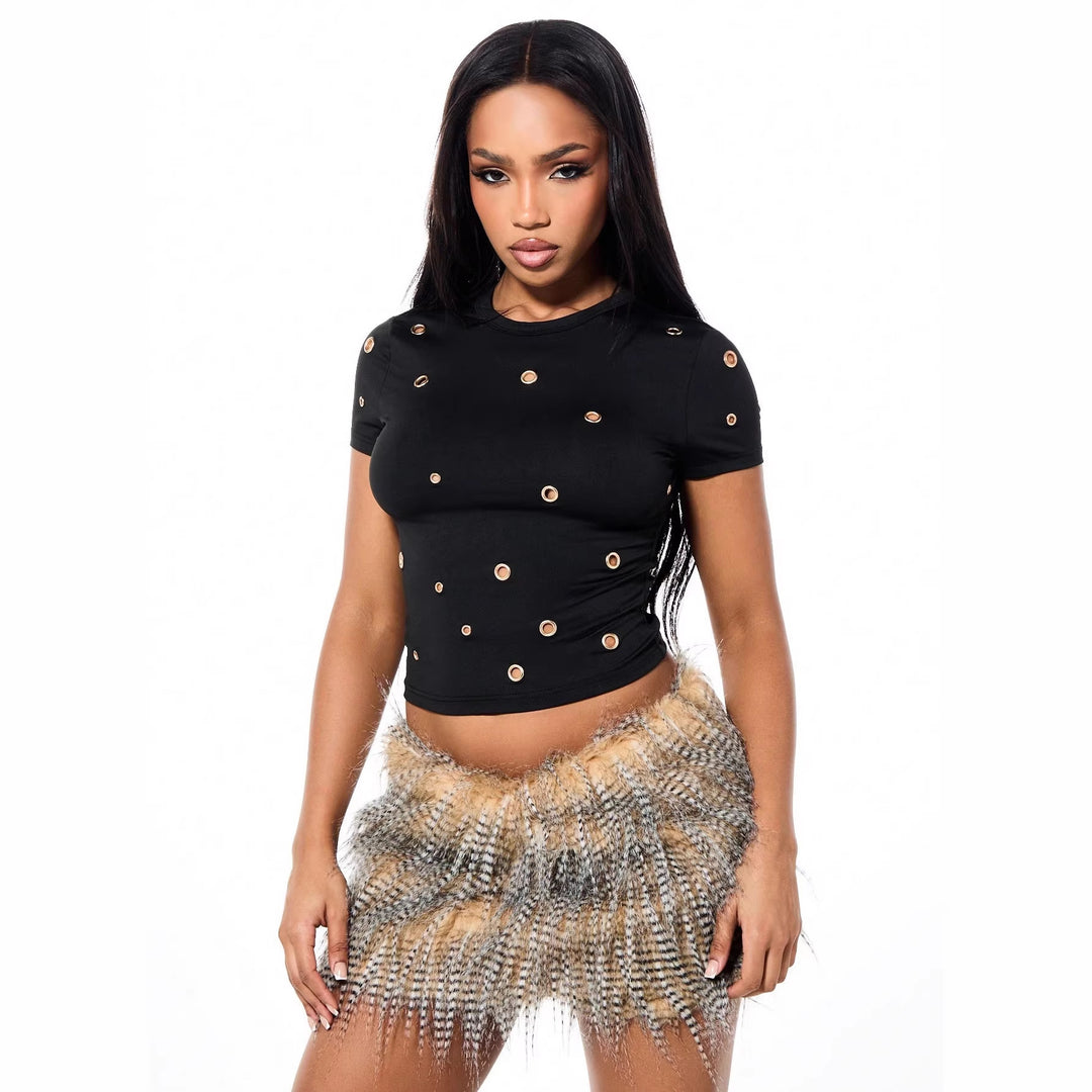 Women's Crop Top with Eyelet Detail StylebySassy