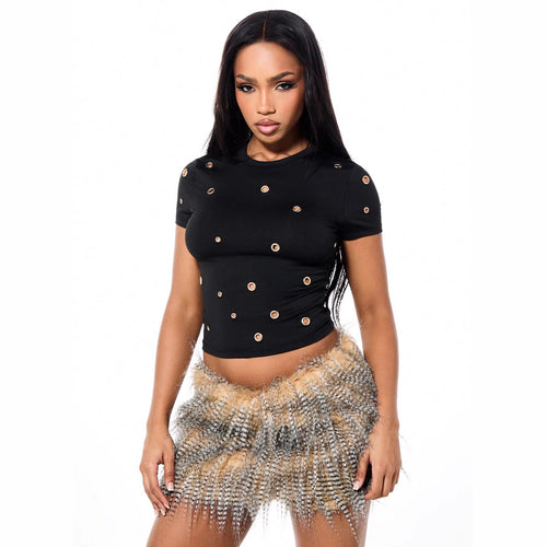 Women's Crop Top with Eyelet Detail StylebySassy