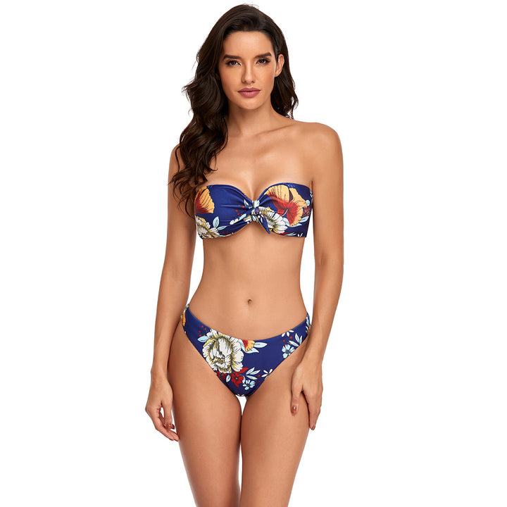 Women Bandeau Bikini with adjustable Knotted Detail StylebySassy