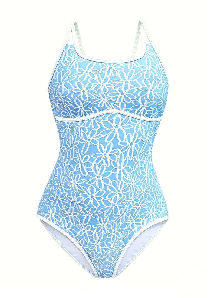 Women's Sporty One-Piece Swimsuit with Floral Pattern StylebySassy