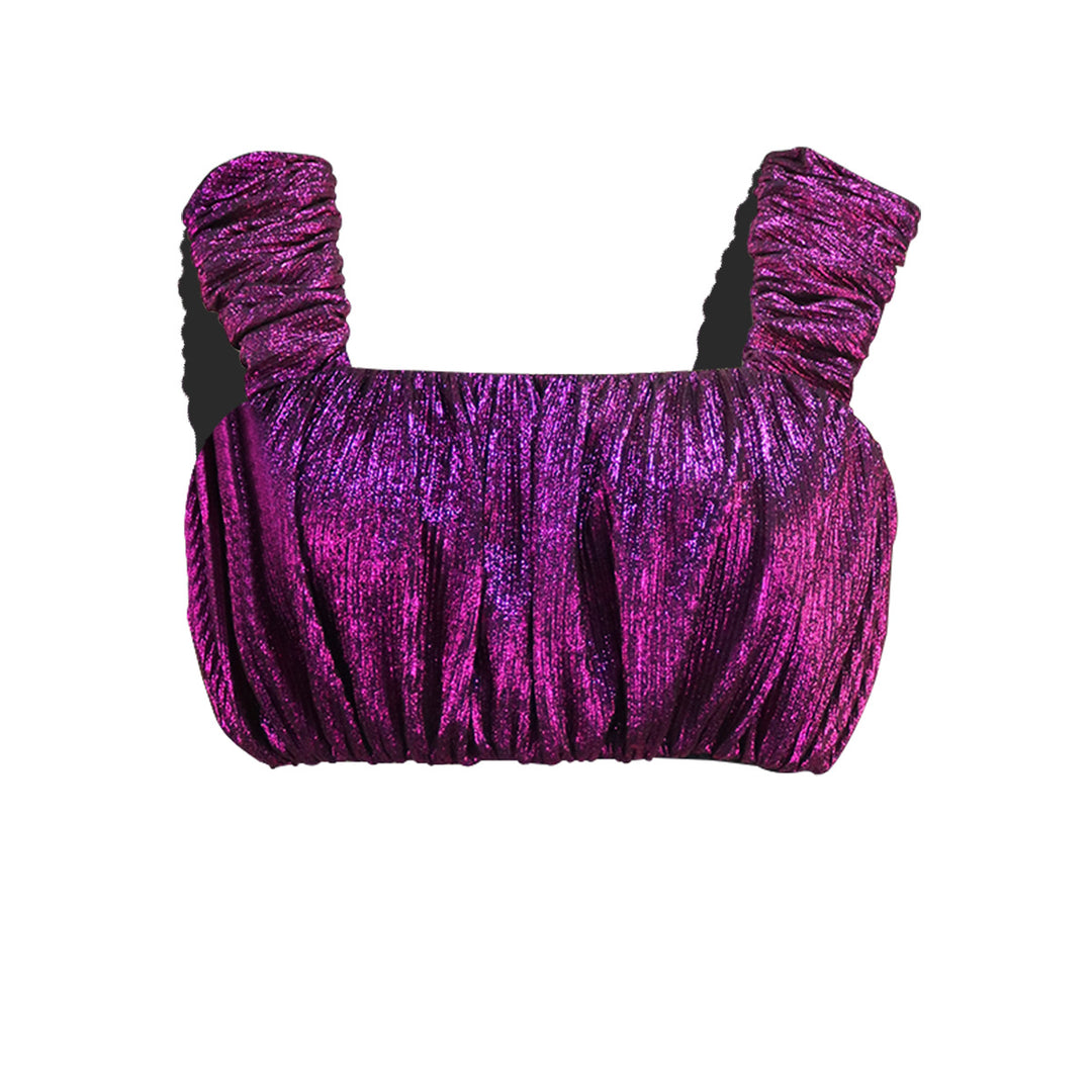 Ladies Glamorous Crop Top with Pleated Sleeves StylebySassy