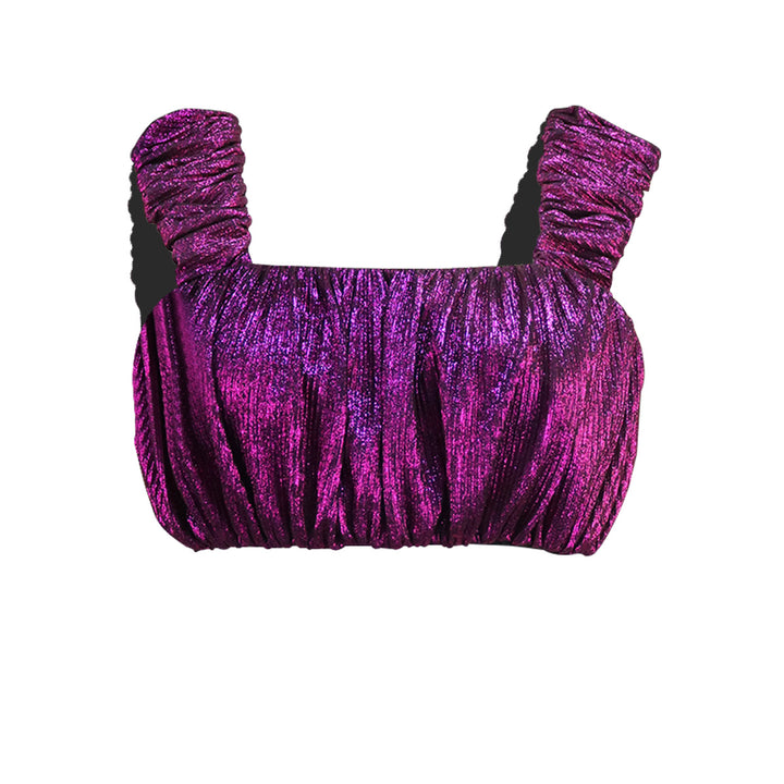 Ladies Glamorous Crop Top with Pleated Sleeves StylebySassy