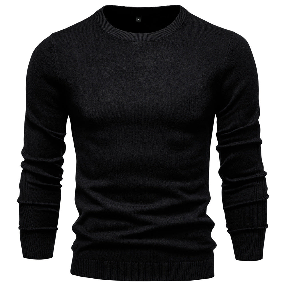 Men's nano minimalist round neck fine knit with flat shoulder seam and ribbed cuffs StylebySassy