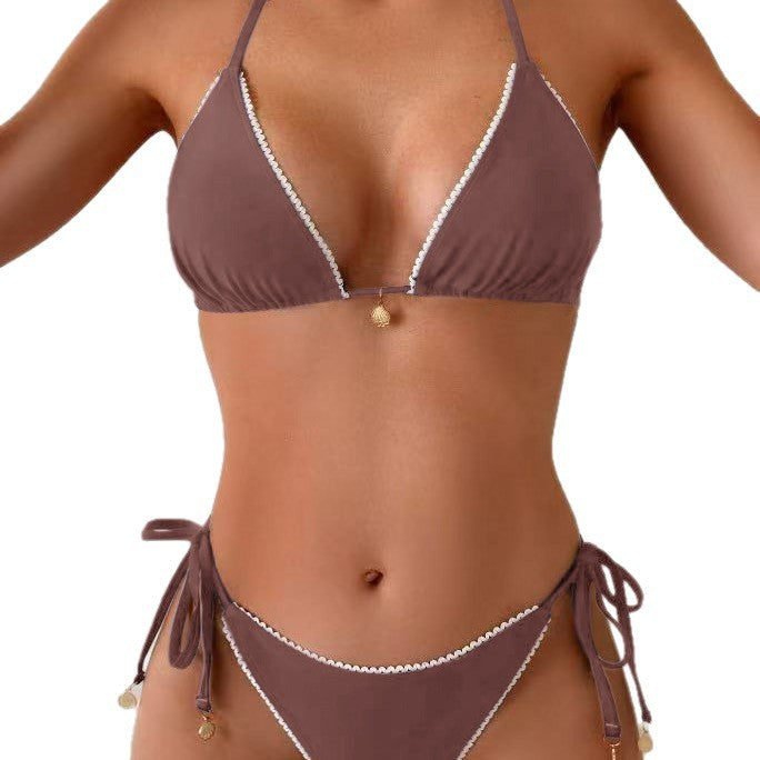 Ladies triangle bikini with elegant ruffle details StylebySassy