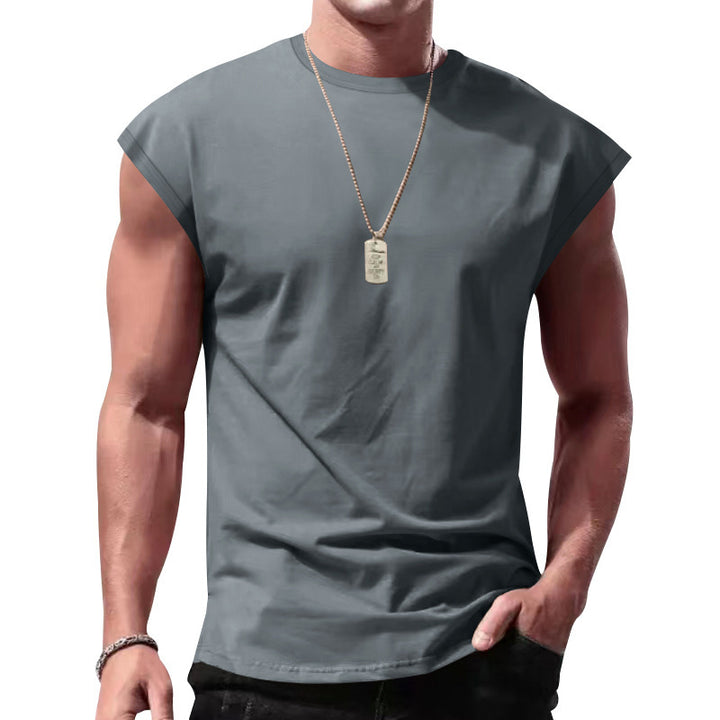 Men's loose sleeveless muscle shirt made of cotton jersey with drop shoulder StylebySassy