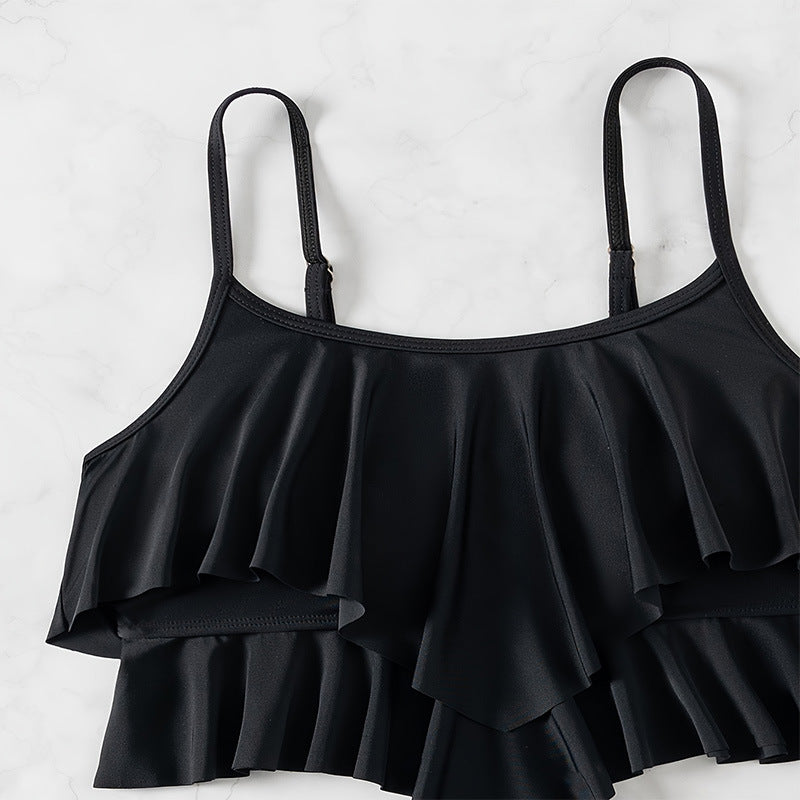 Women's crop top bikini with voluminous ruffle details and high-waisted brief StylebySassy