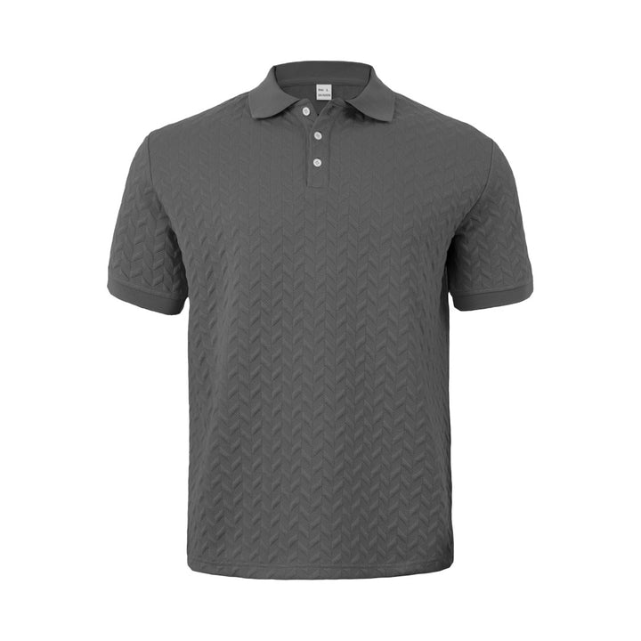 Men's finely woven polo shirt with chevron relief structure and short button placket StylebySassy