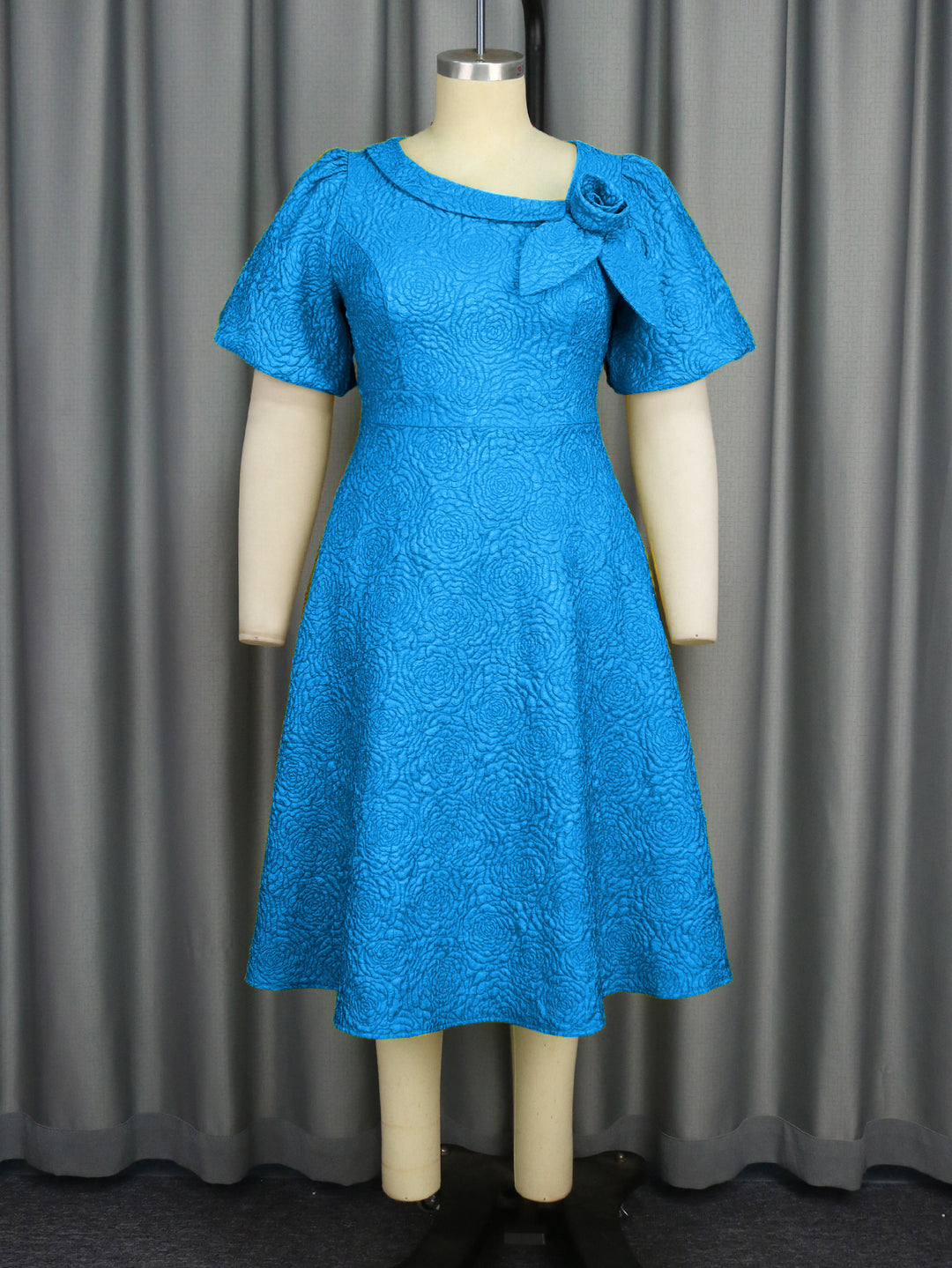 Women's Elegant Dress with Structured Flower Appliqué StylebySassy