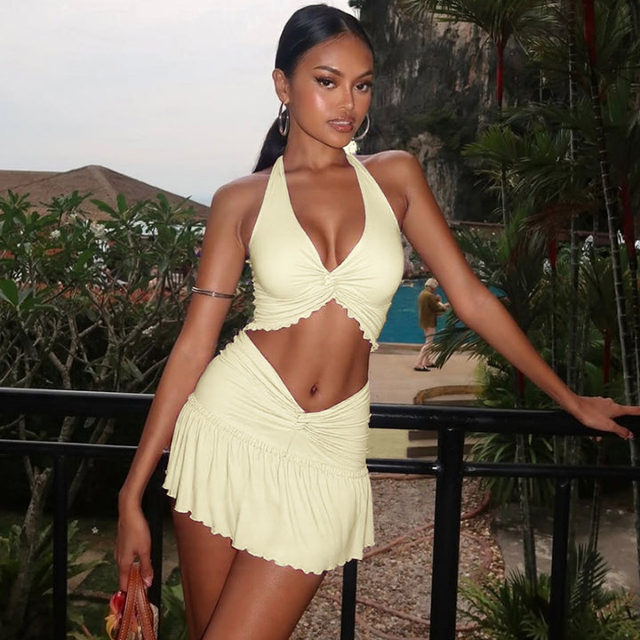 Ladies Two-Piece Set with Ruffled Skirt StylebySassy