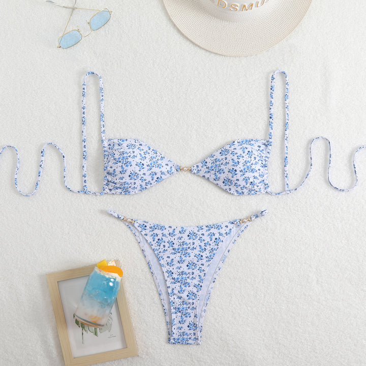 Women’s Triangle Bikini with adjustable straps and elegant floral print StylebySassy