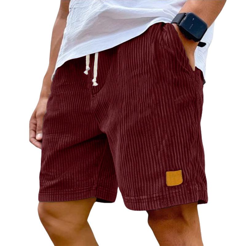 Men's fine corduroy shorts with elastic drawstring waistband, drawstring and deep side pockets StylebySassy