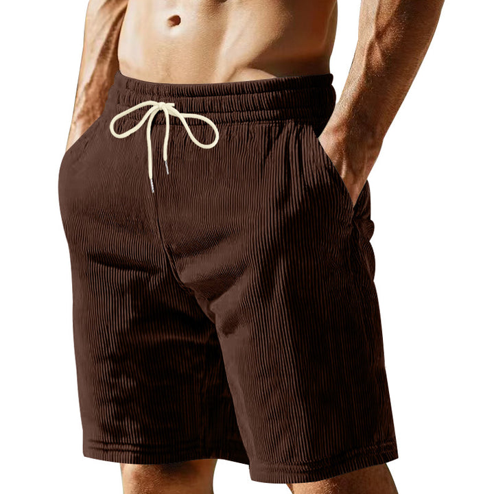 Men's knee-length Bermuda shorts with elastic waistband, drawstring, and side pockets StylebySassy