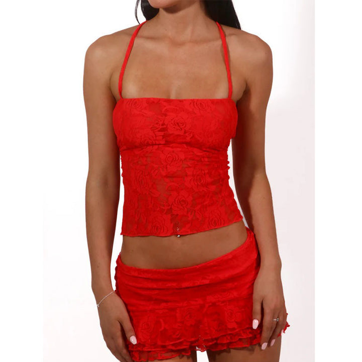 Women Lace Crop Top with Wavy Skirt StylebySassy