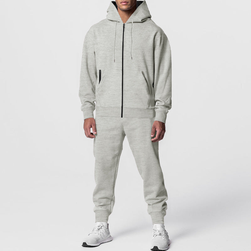 Men's urban zip hoodie with kangaroo pocket and tapered joggers set StylebySassy