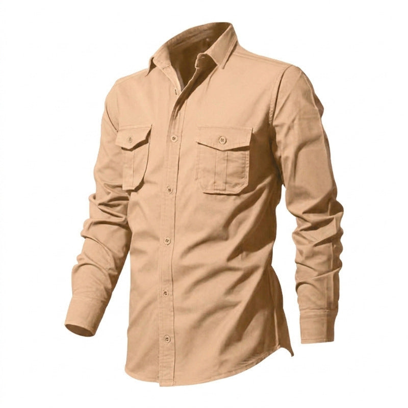 Men's nan legeres cotton twill shirt with patch breast pockets and kent collar StylebySassy