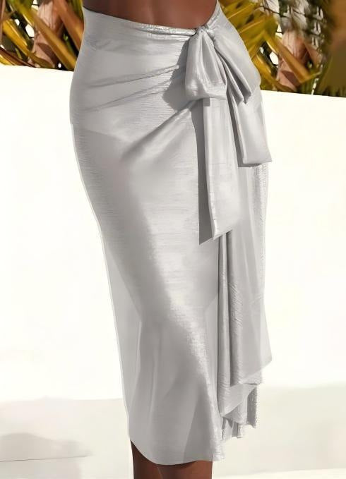Women’s Wrap Skirt with Elegant Bow Appliqué StylebySassy