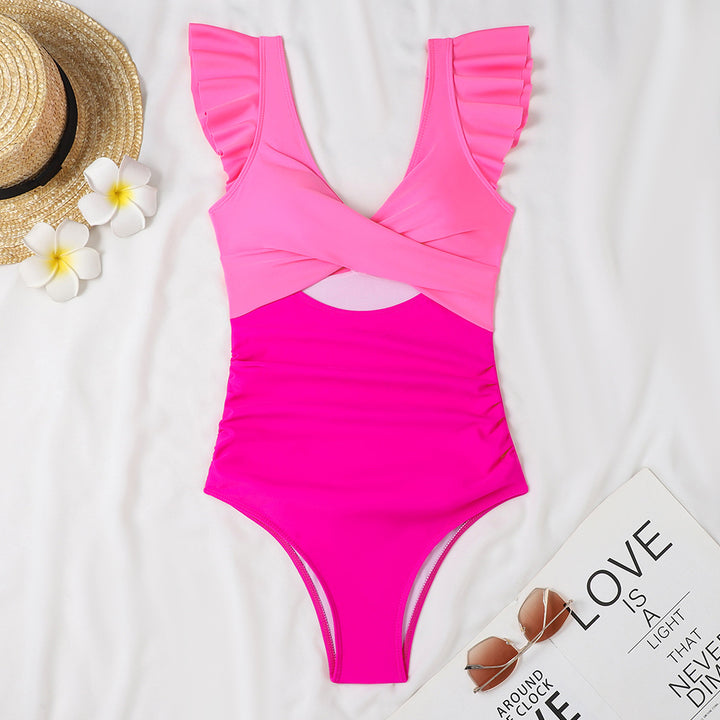 Women's One-Piece Swimsuit with Voluminous Ruffles and Striking Wrap Design StylebySassy
