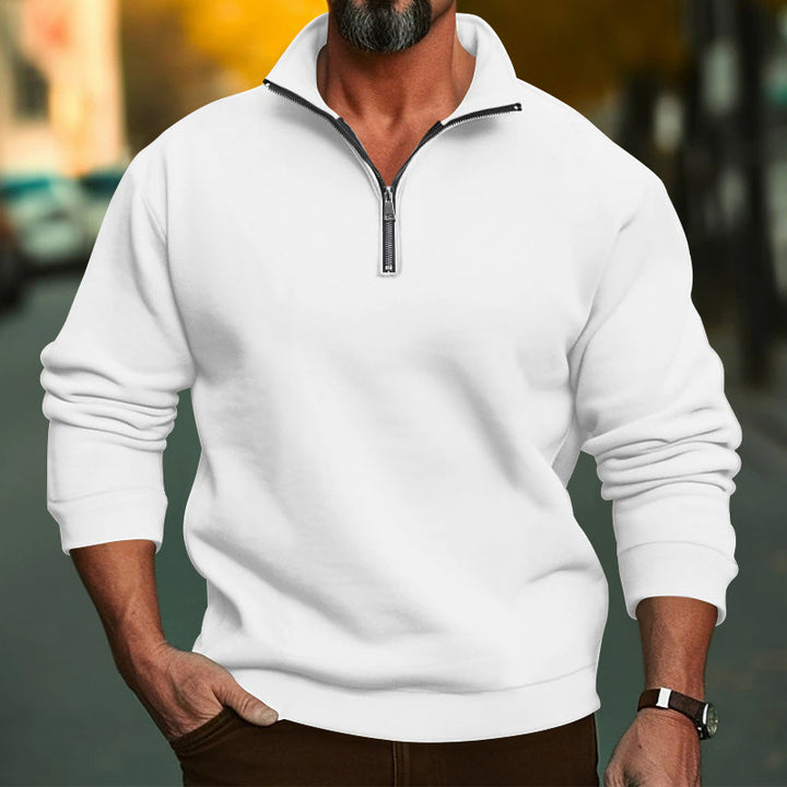Men's casual sweatshirt with zip stand-up collar and soft brushed fleece inside StylebySassy