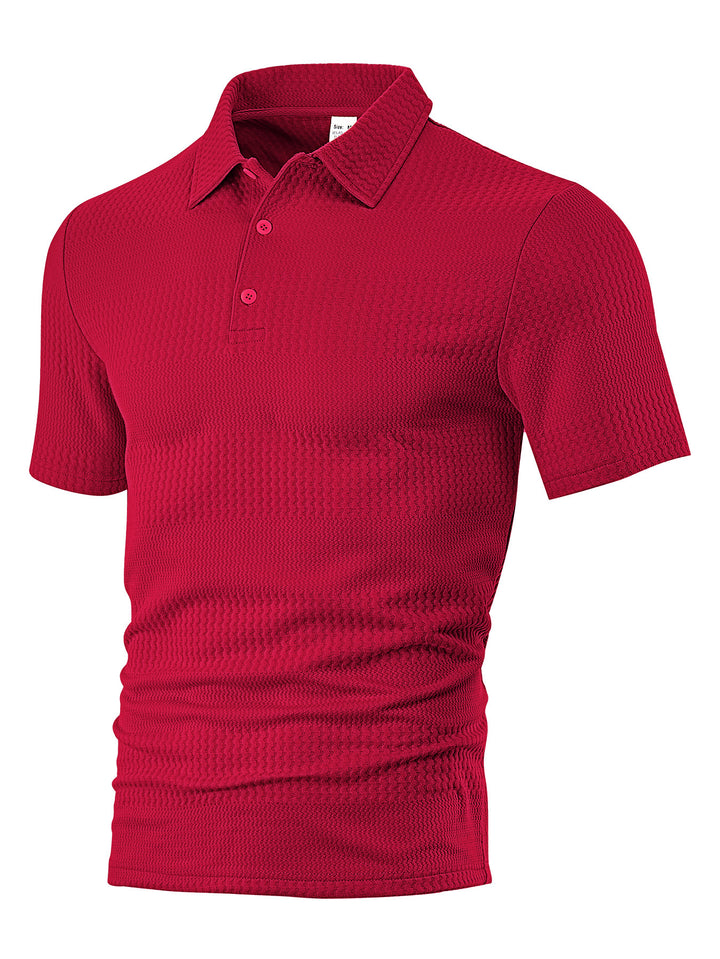 Men's body-hugging short sleeve polo made of elastic jacquard knit with shirt collar StylebySassy